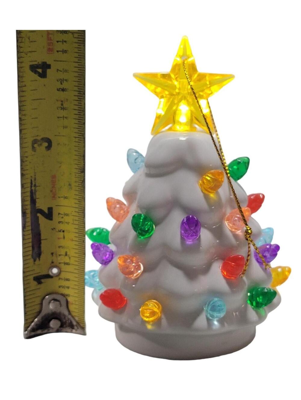 Mr. Christmas Mini 4.5” Light Up Ceramic Christmas Tree ~ White - Picture 5 of 12